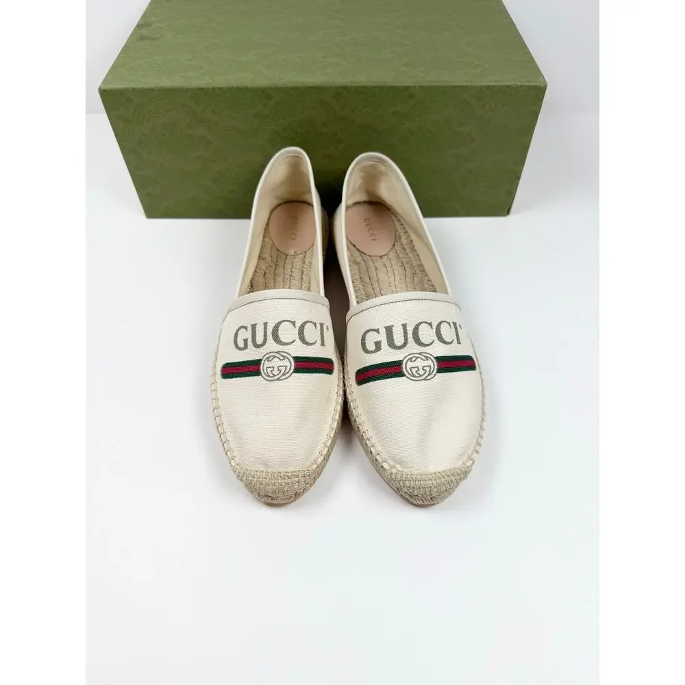 Size 42EU/9US - Gucci Canvas Logo Beige Espadrilles NEW